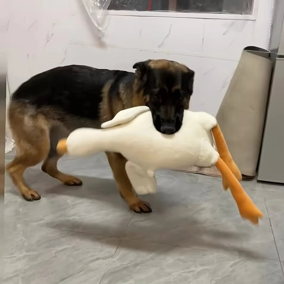Plush Duck Dog Toy With Realistic Goose Design Chew