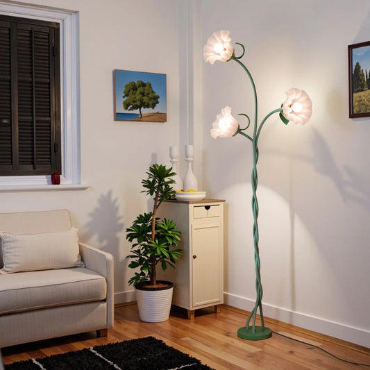 Retro Three Head Flower Floor Lamp Three Color Dimmable