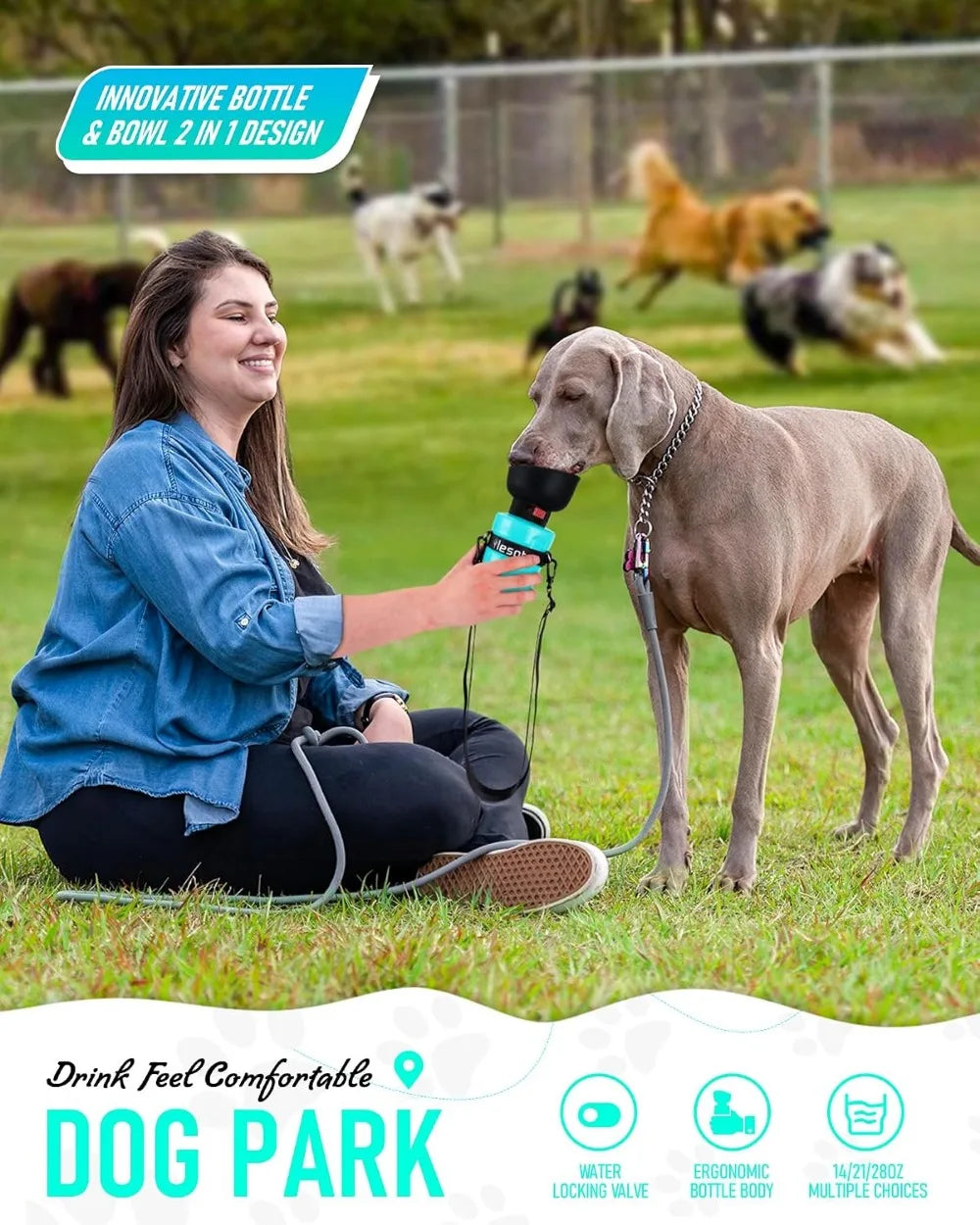 Portable Dog Water Bottle With Bowl Leakproof Travel Dispenser