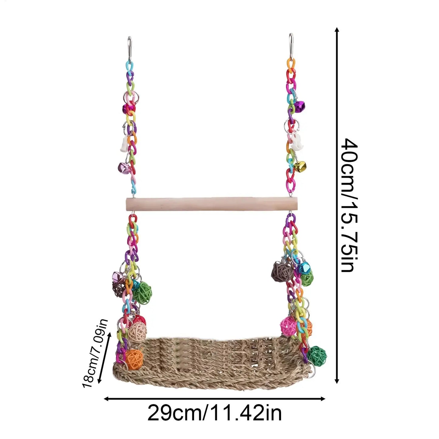 Seagrass Bird Swing For Parakeets Parrots Small Birds Cage Accessory