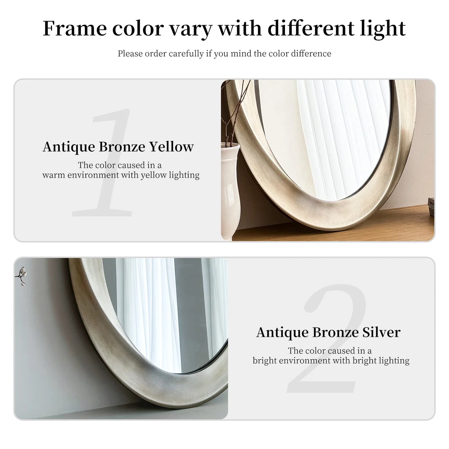 Oval Wall Mirror With Beveled Edge And Elegant Curve Frame
