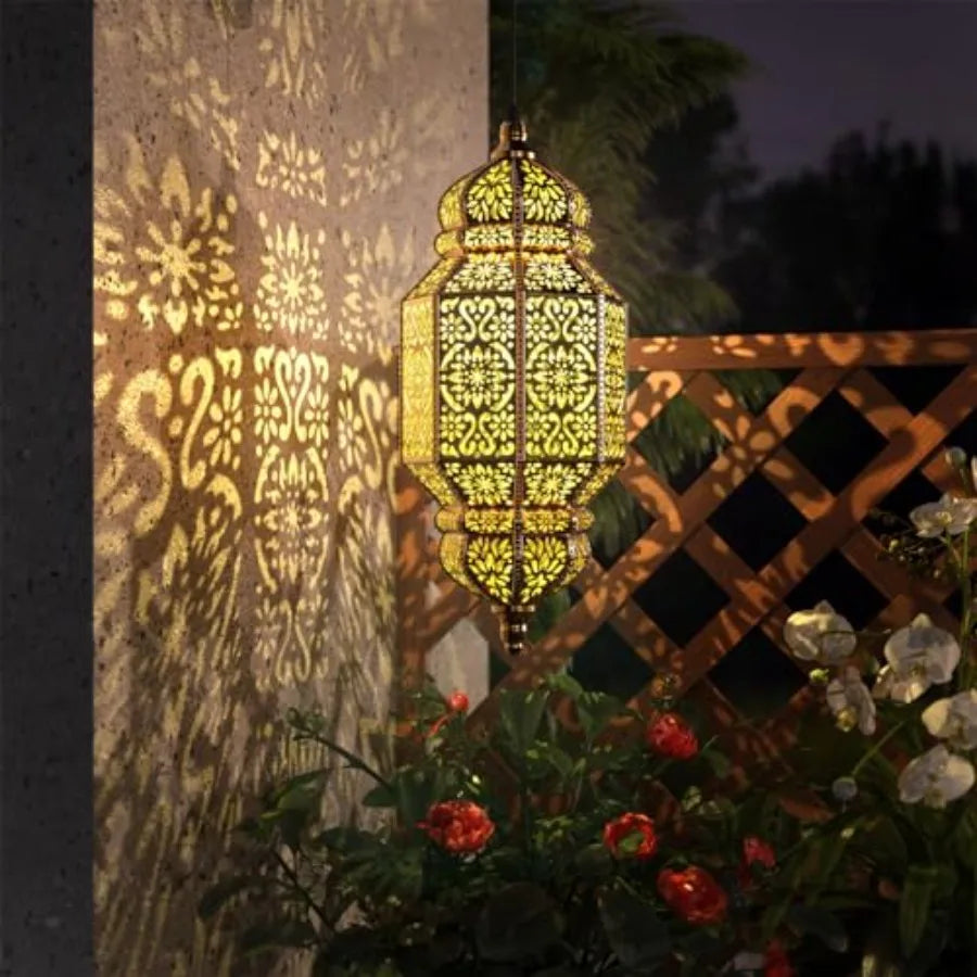 Moroccan Hanging Solar Lantern For Outdoor Garden Decor