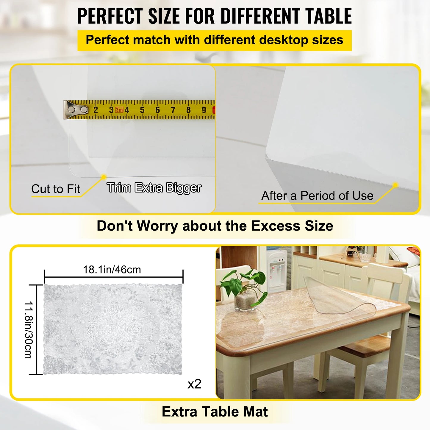 Transparent PVC Table Cloth Desk Protector Waterproof Oilproof For Dining