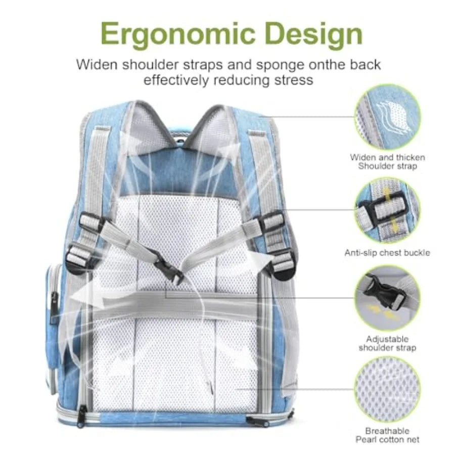 Expandable Cat Backpack for Travel and Small Dogs Airline Approved