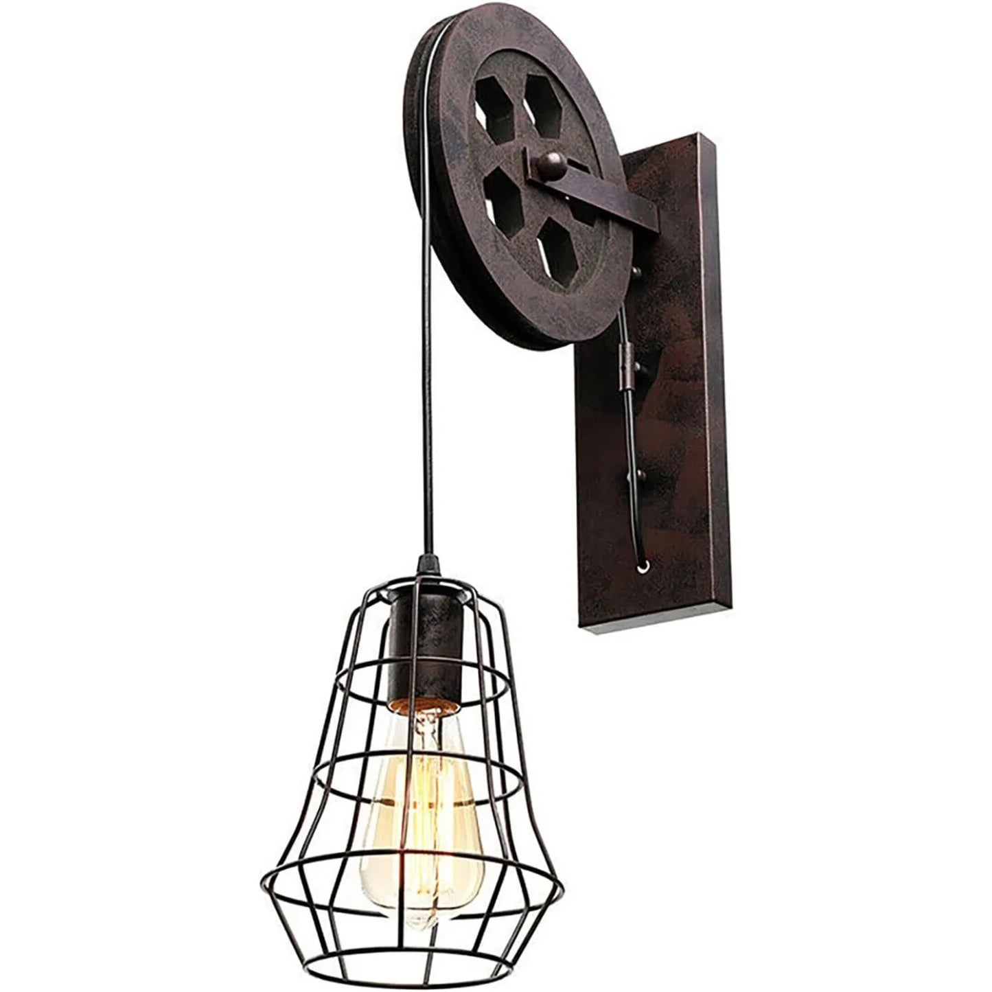 Bymaocar Industrial Wall Sconce Lights Pulley Vintage Farmhouse