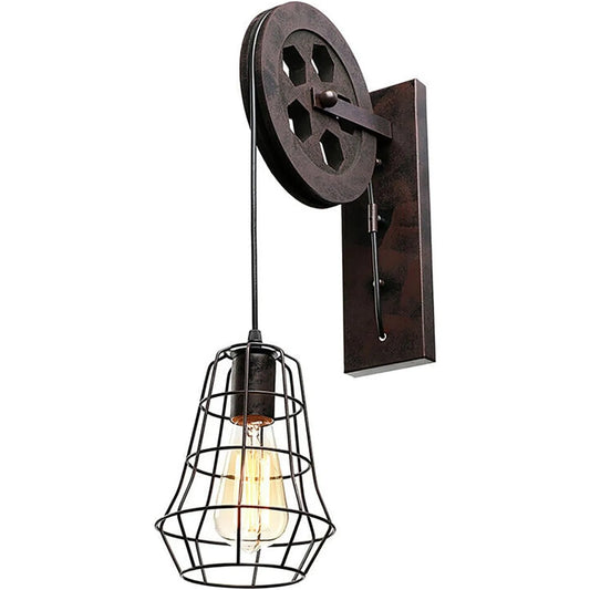 Bymaocar Industrial Wall Sconce Lights Pulley Vintage Farmhouse