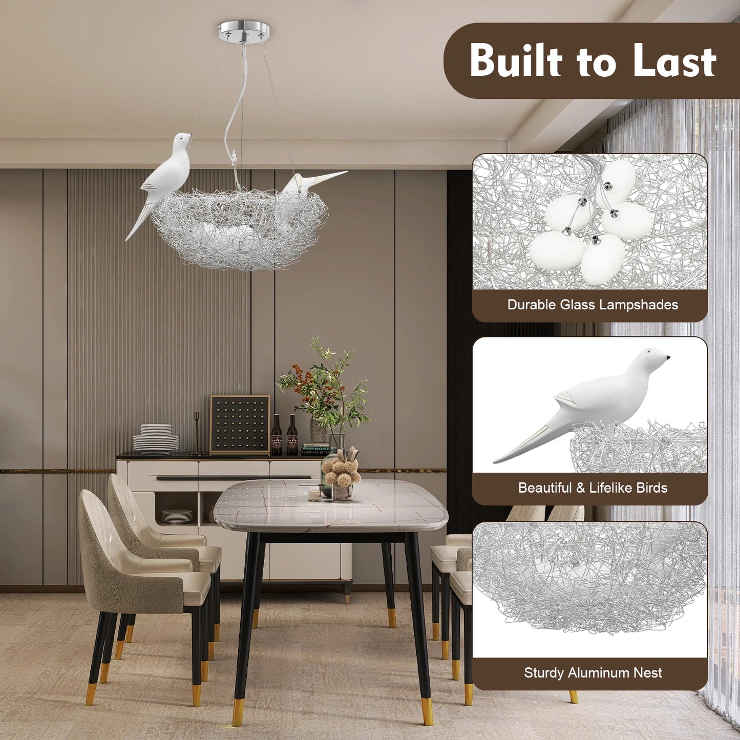 Bird Nest LED Chandelier 25W 4000K Ceiling Light Living Room