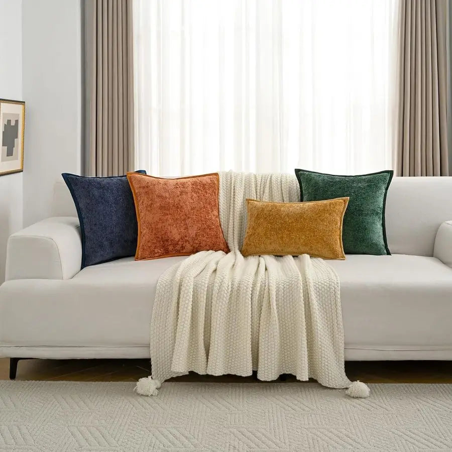 Chenille Throw Pillow Covers Set of 2 for Home Decor