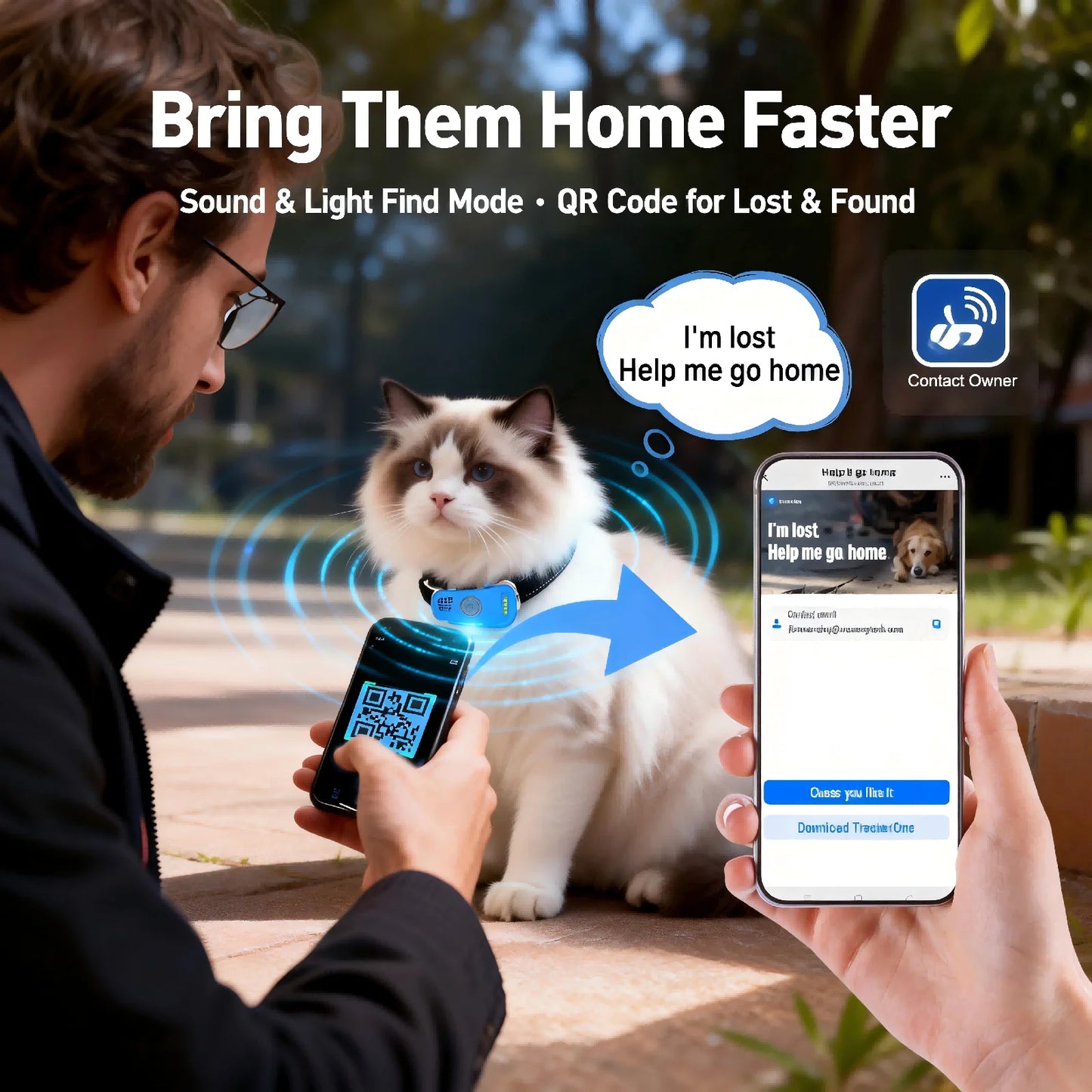 WANWAYTECH GPS Pet Tracker for Dogs and Cats Real Time