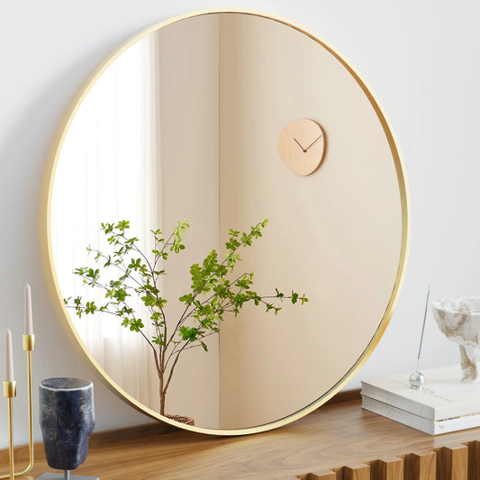 JHK Round Vanity Mirror Framed Matte Metal Wall Mount
