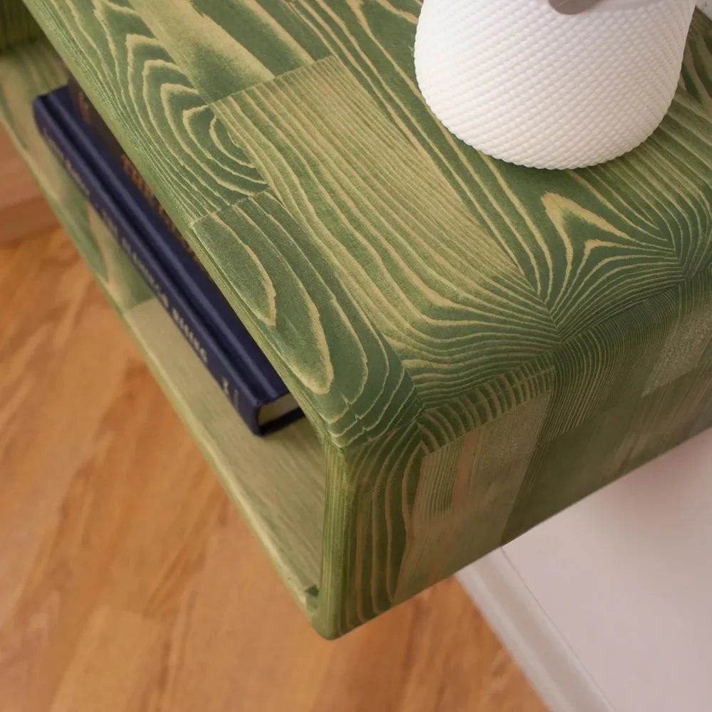Floating Wooden Nightstand, Wall Mounted Bedside Shelf