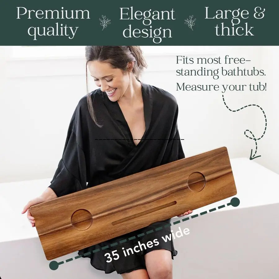 Acacia Wood Luxury Bathtub Tray for Freestanding Bath