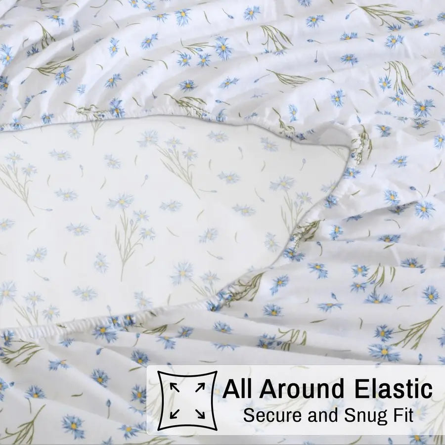 Flannel Sheets Set 100 Cotton Double Brushed Breathable All Seasons