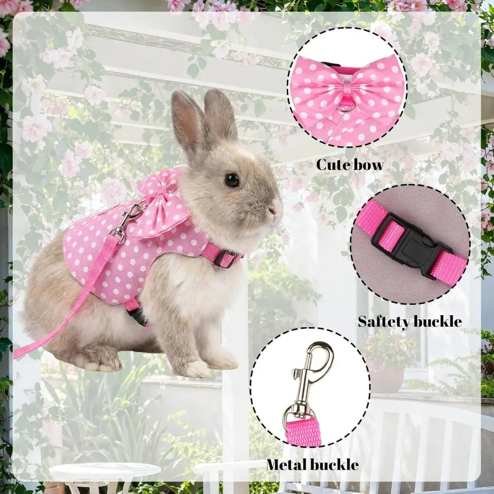 Soft Mesh Bunny Harness and Leash Set for Small Pets
