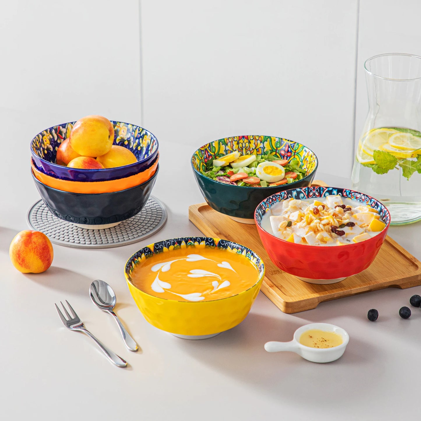MALACASA Ceramic Soup Bowls Set Oven Safe Dishwasher Safe Dinnerware