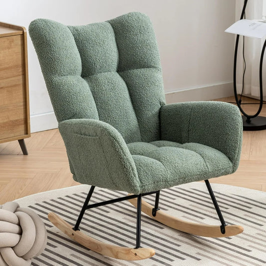 Studyset Modern Upholstered Nursery Rocking Chair With Side Pocket
