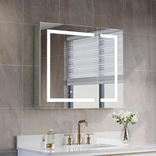 Bathroom LED Medicine Cabinet With Mirror And Storage