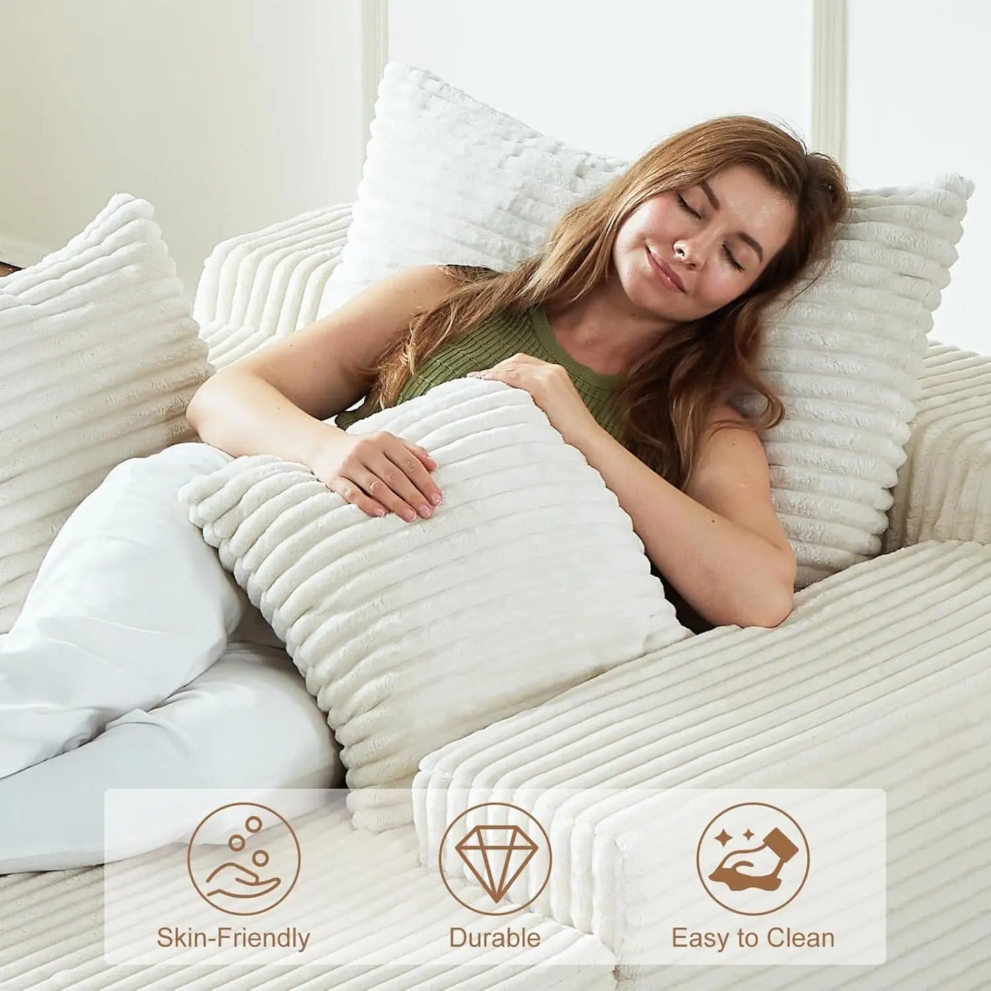 Indoor Upholstered Corduroy Chaise Lounge Sofa Bed