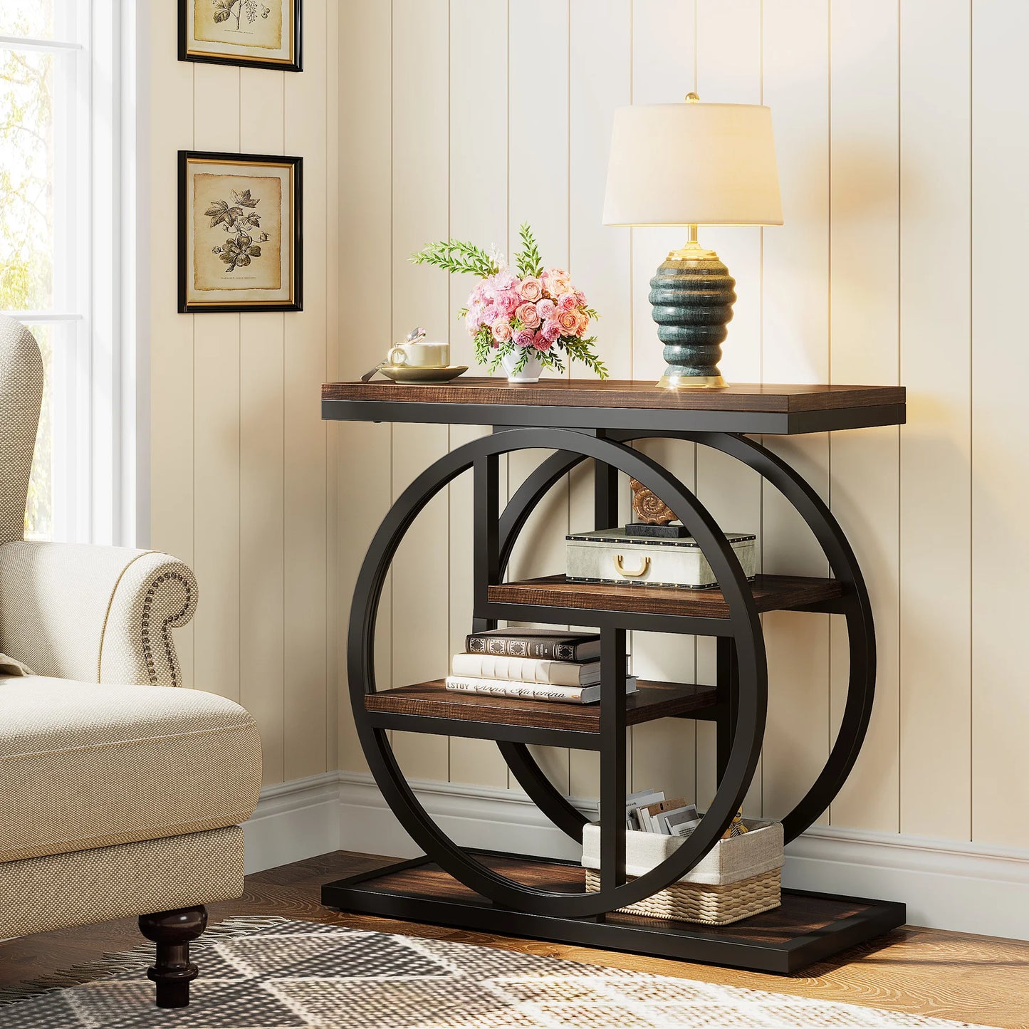 Tribesigns End Table With Storage Shelves For Living Room
