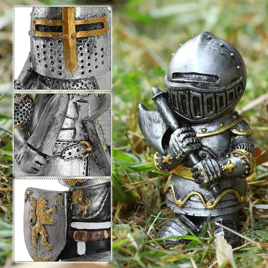 Knight Garden Gnomes 8 Piece Set Outdoor Lawn Decor Resin
