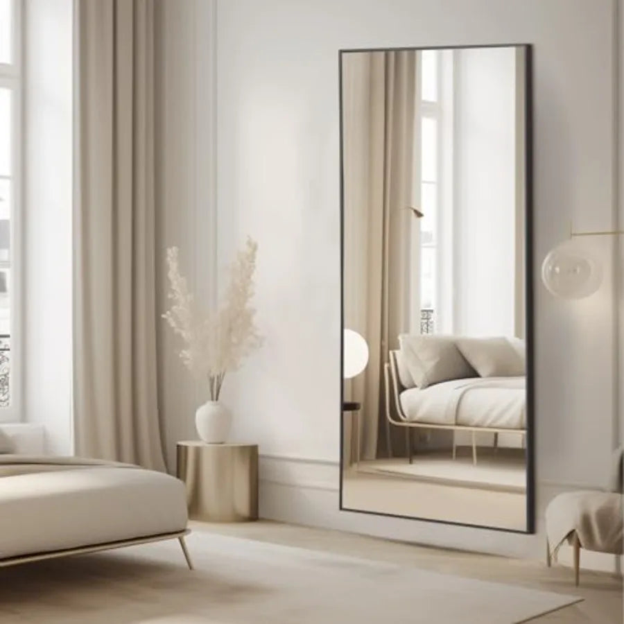 Full Length Mirror With Stand Aluminum Alloy Frame For Bedroom