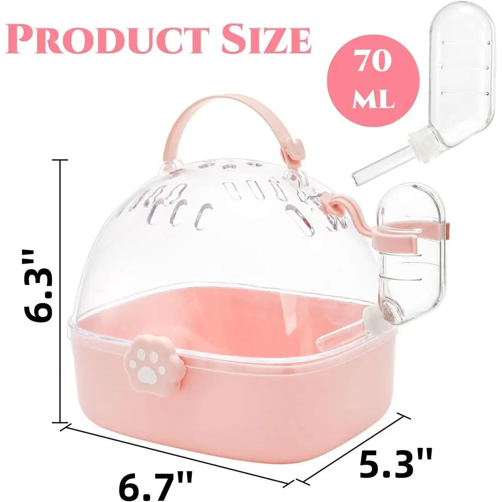 Portable Hamster Carrier Cage With Water Bottle For Small Animals