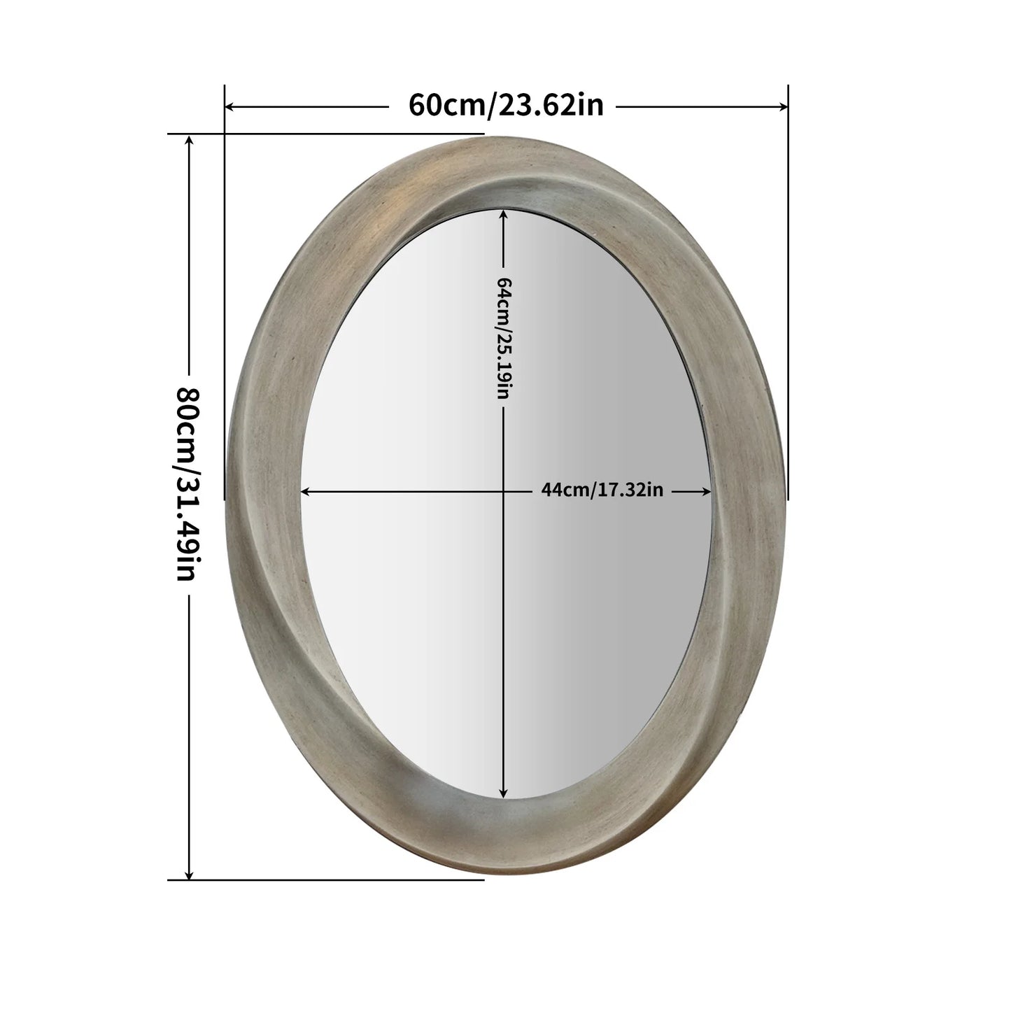Oval Wall Mirror With Beveled Edge And Elegant Curve Frame