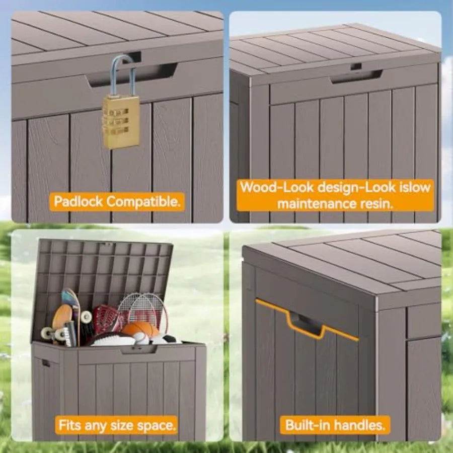 Deck Box Resin Storage Waterproof For Indoor And Outdoor Use