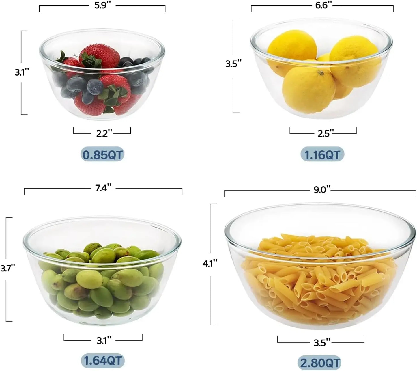 Nesting Glass Mixing Bowls Set