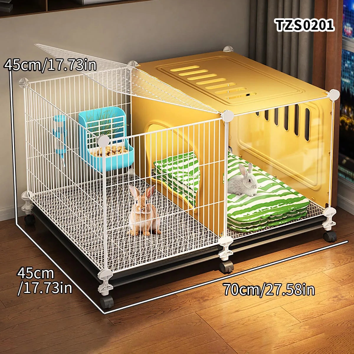 NONECN Encrypted Rabbit Cage With Guinea Pig Nest Kit