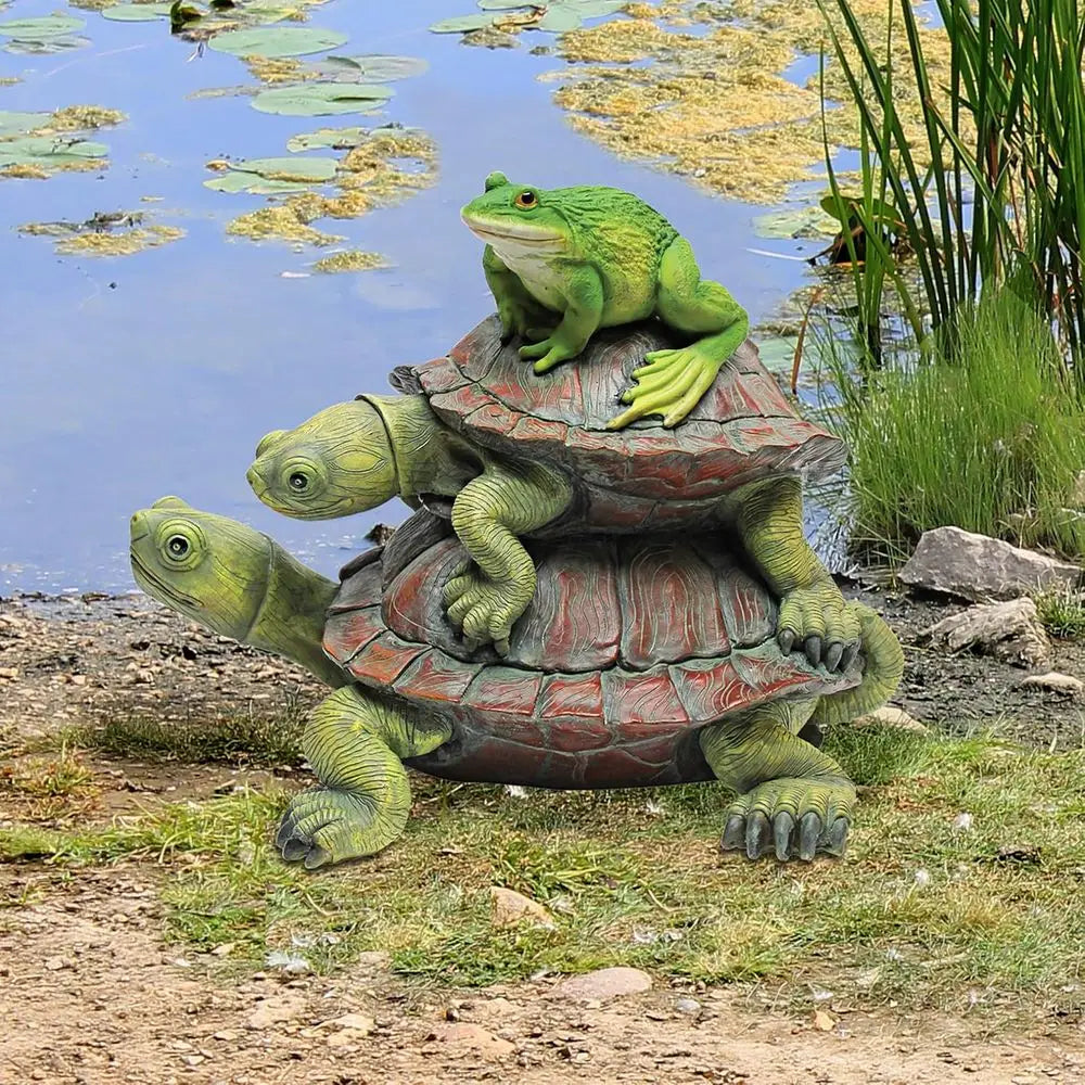Garden Frog And Turtle Statue Cast Stone Resin Garden Decor
