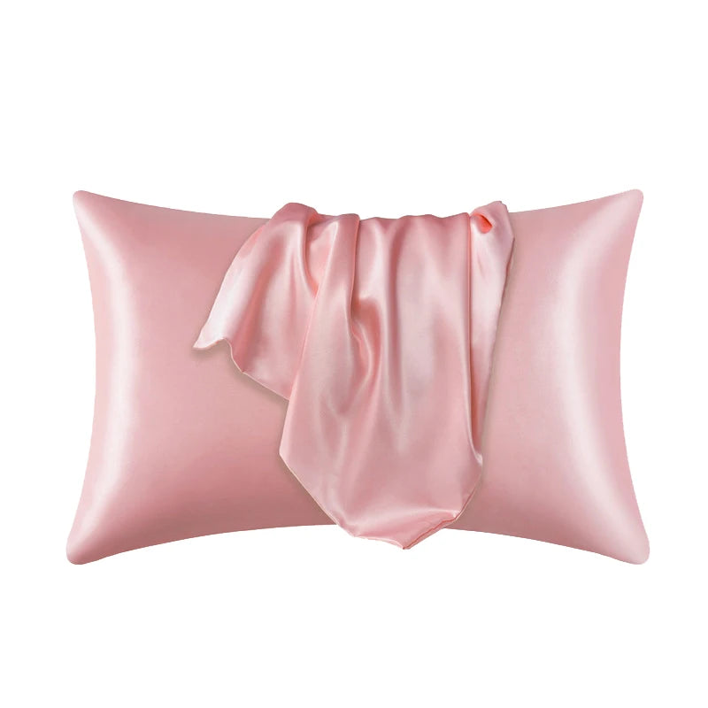 Solid Polyester Cotton Pillowcase Soft Satin Look Pillow Cover