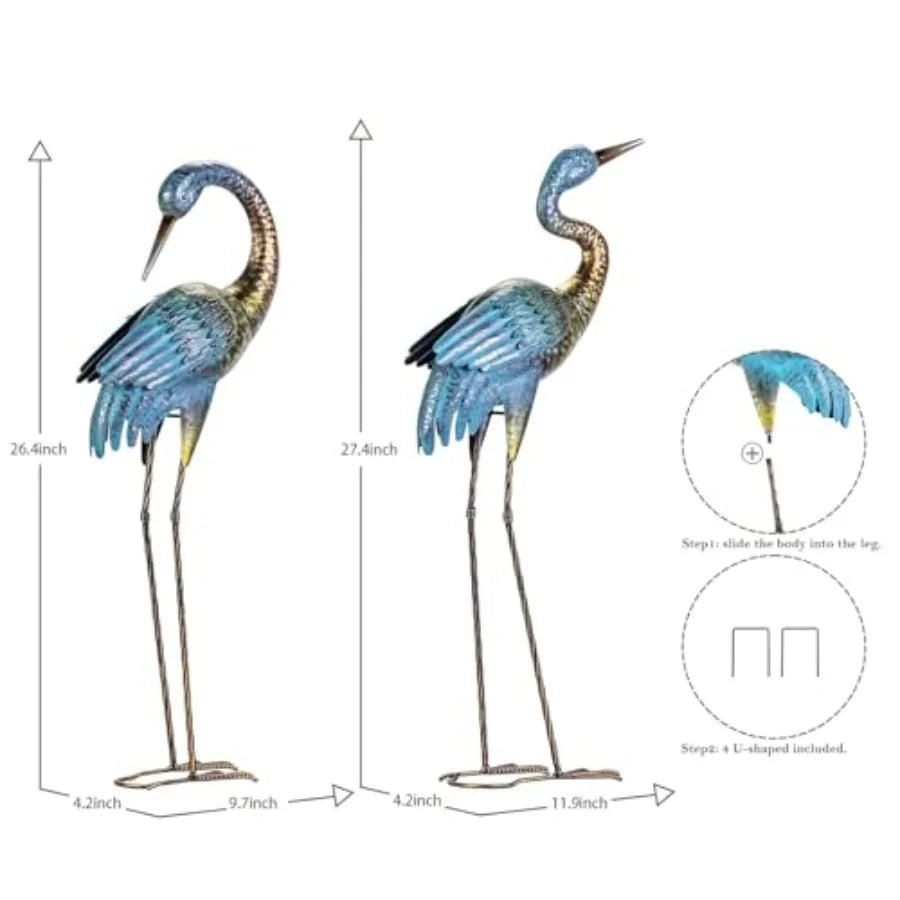 SHXI Outdoor Garden Crane Statues Heron Yard Art Metal Sculpture