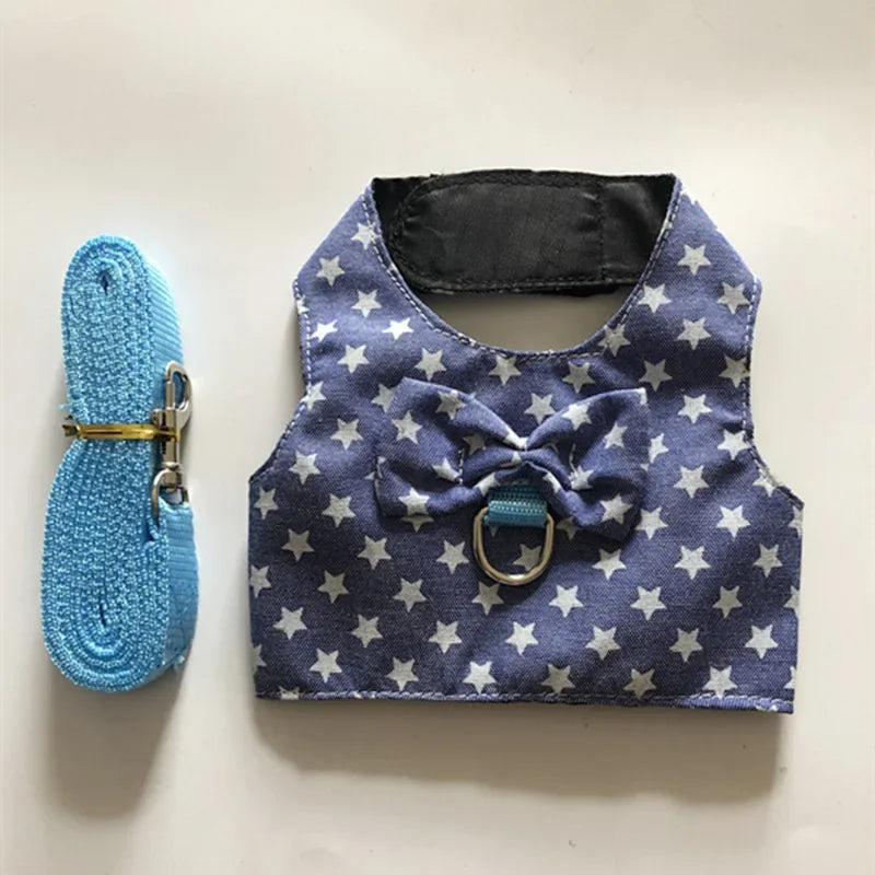 Small Animal Outdoor Walking Harness and Leash Set Cute Clothes for Puppy Kitten Pigs Bunny Chinchillas Necklace Rabbit Vest