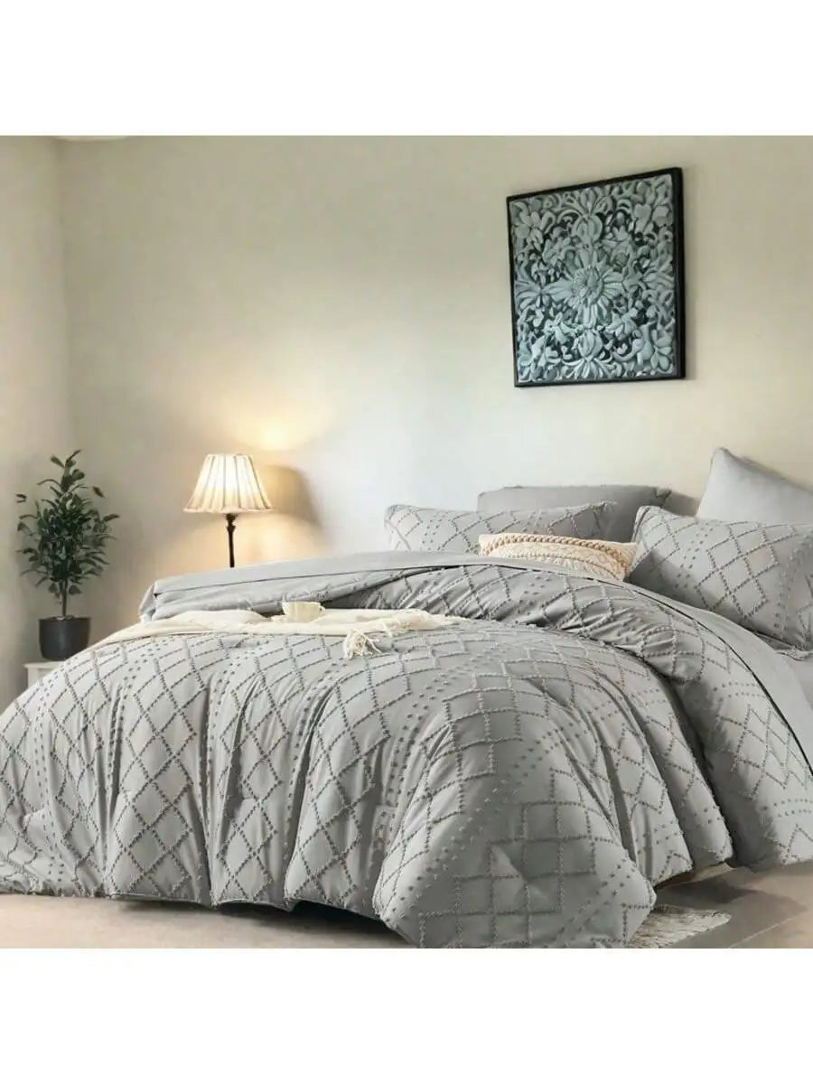 7 Piece Lightweight Solid Comforter Set For All Seasons Bedding
