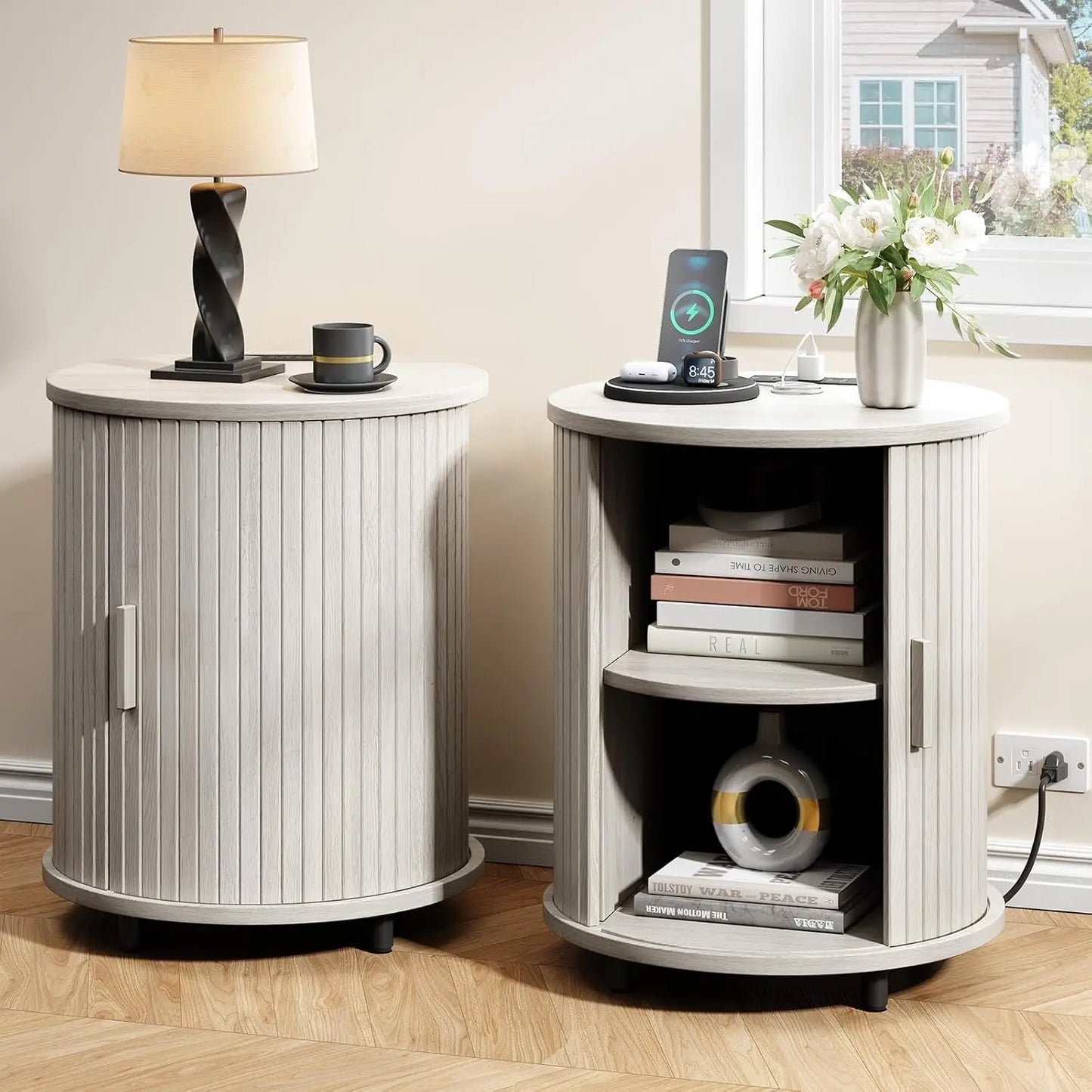 Onbrill Fluted Round End Tables Set Of 2