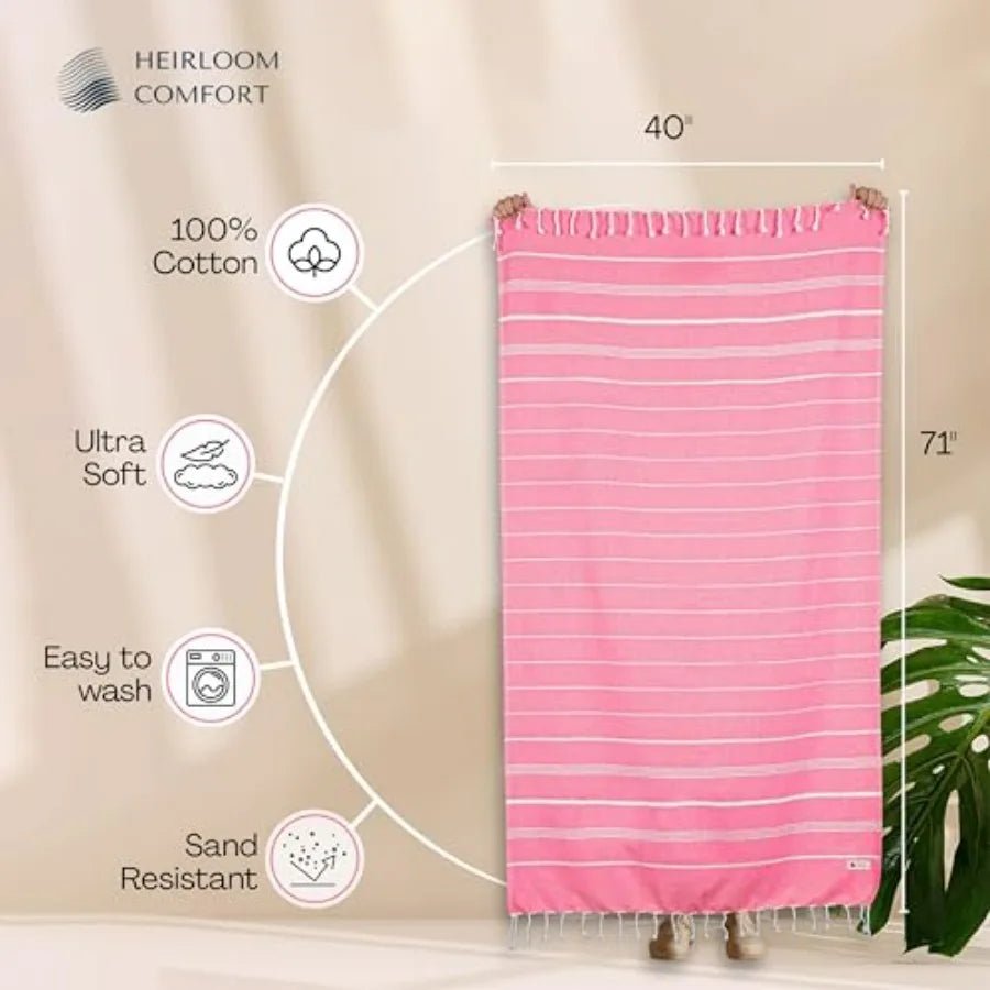 Turkish Cotton Beach Towels Set Of Six Quick Dry Absorbent