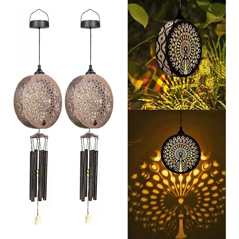 Solar Wind Chimes Outdoor Peacock Lantern Decoration