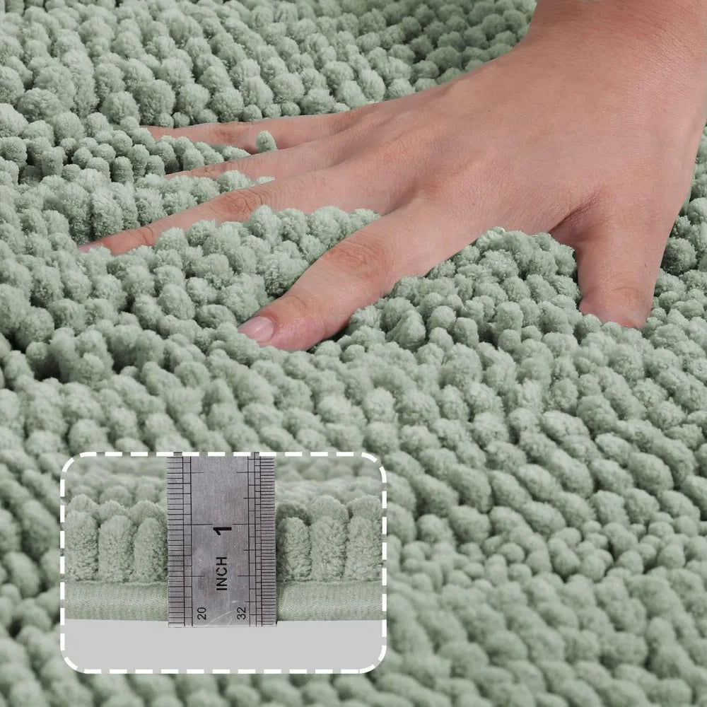 Ultra-Soft Chenille Bathroom Rug Non-Slip Mat Extra Absorbent Machine Washable