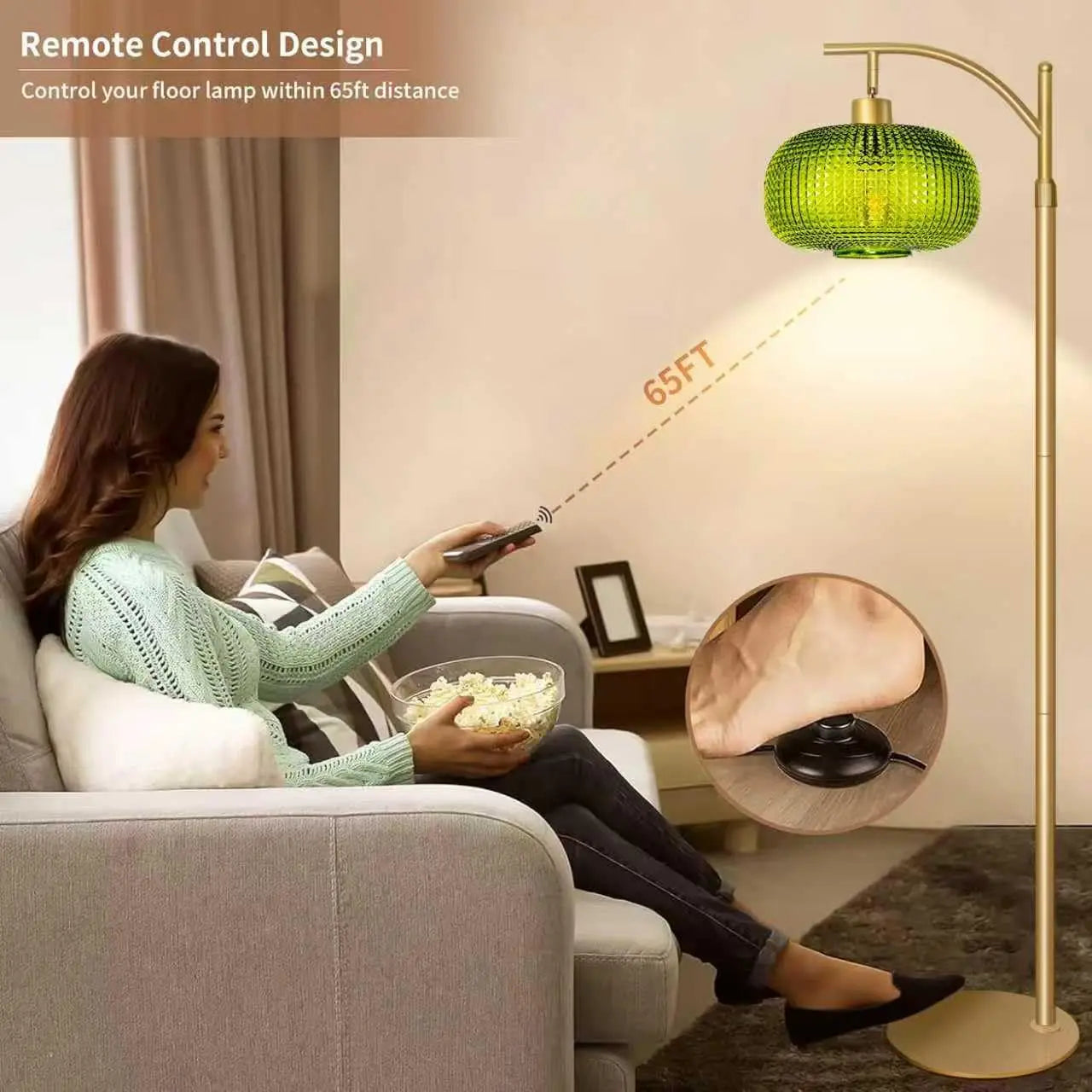 XMSJ Mid Century Dimmable Floor Lamp With Remote