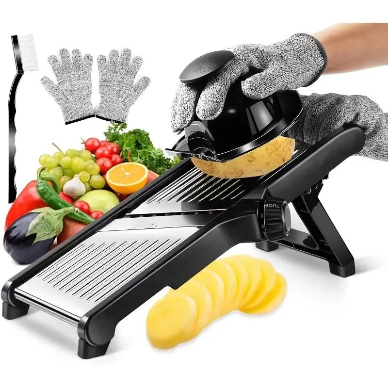 AEDG Stainless Steel Mandoline Slicer With 5 Blades Holder