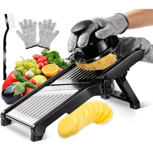 AEDG Stainless Steel Mandoline Slicer With 5 Blades Holder