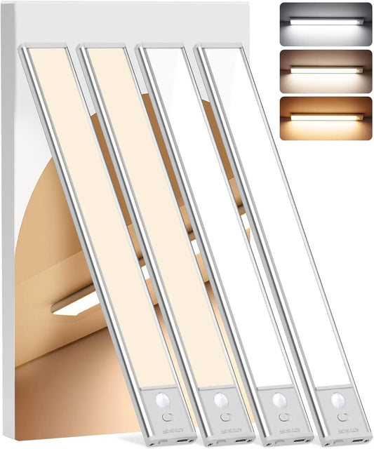 Wireless Under-Cabinet Lights With Motion Sensor 4-Pack Rechargeable