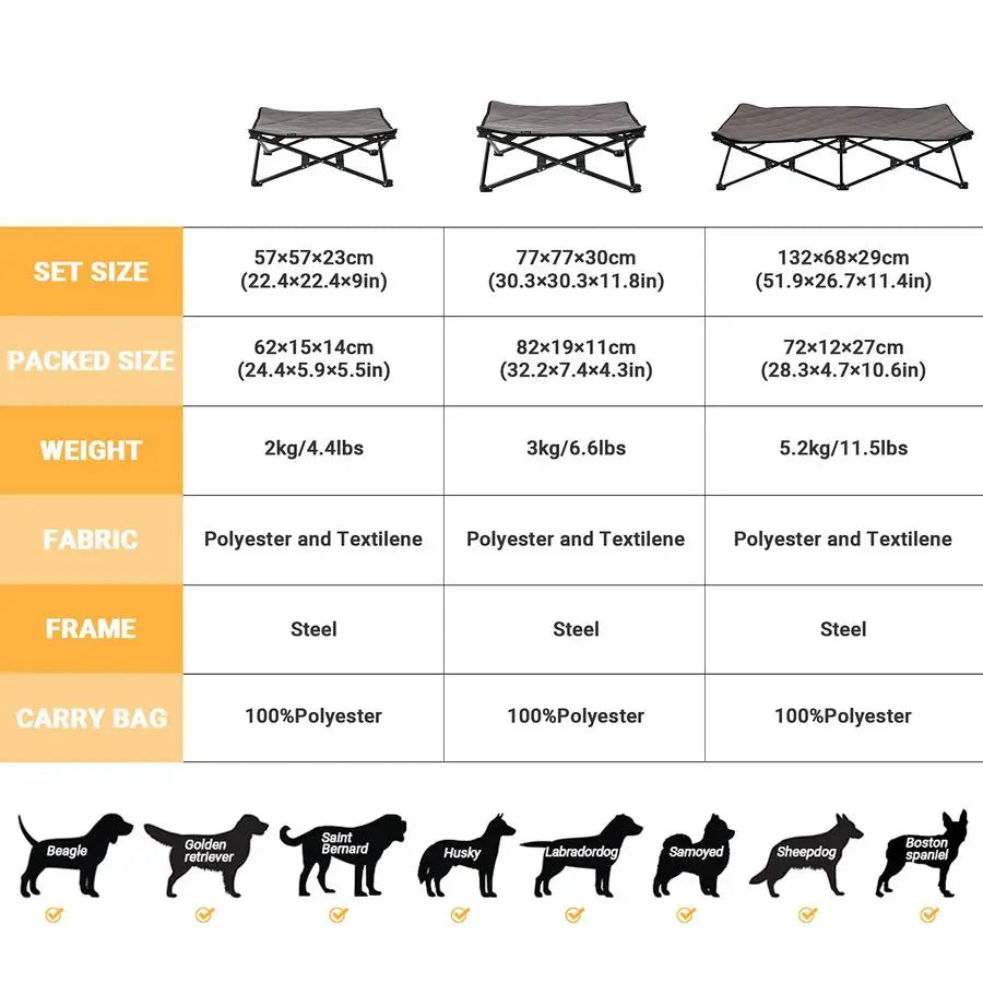 Elevated Outdoor Dog Bed With Washable Mesh Non Slip Feet
