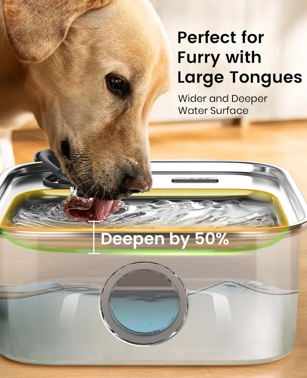 Stainless Steel Dog Water Fountain for Large Breeds Quiet Pump