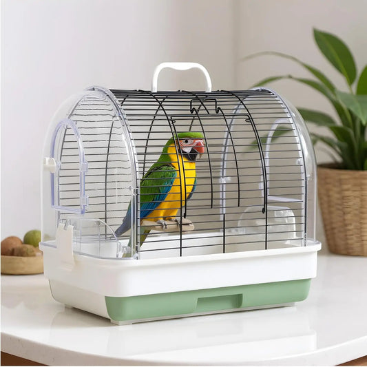 HiMISSCN Portable Bird Cage Carrier Travel Parrot Cage With Perches