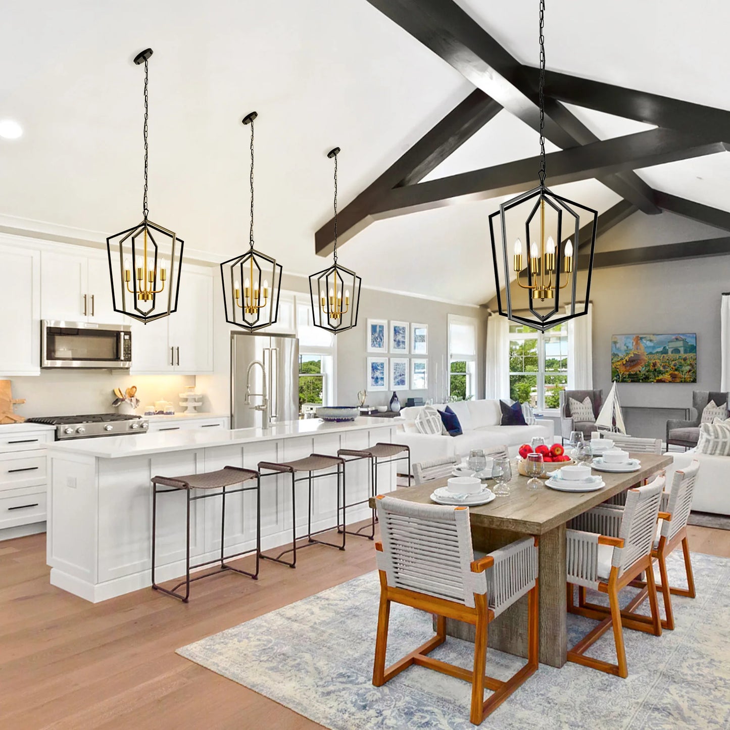 LovingC Four Light Luxury Chandeliers Farmhouse Pendant Lighting