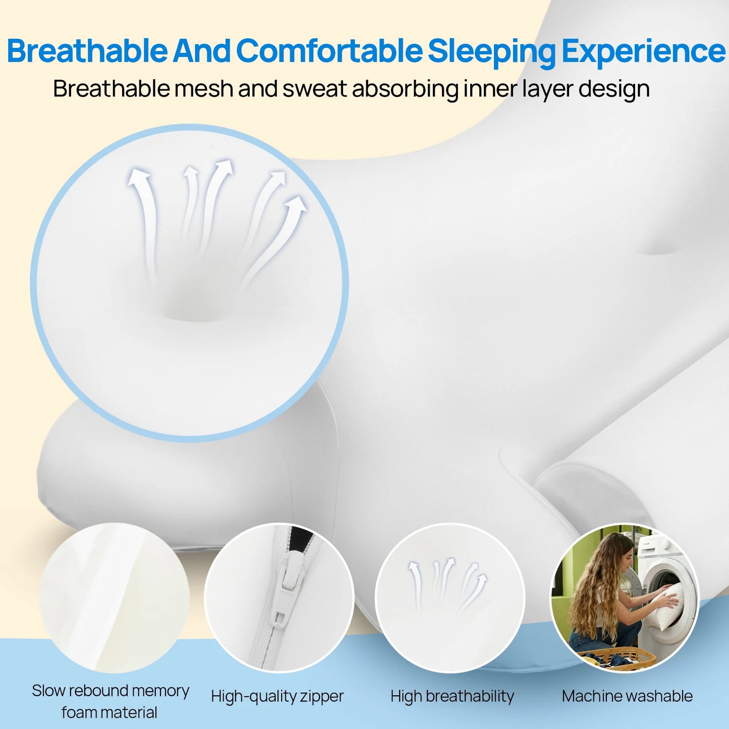 JHK Ergonomic Memory Foam Cervical Neck Pillow With Cooling Pillowcase