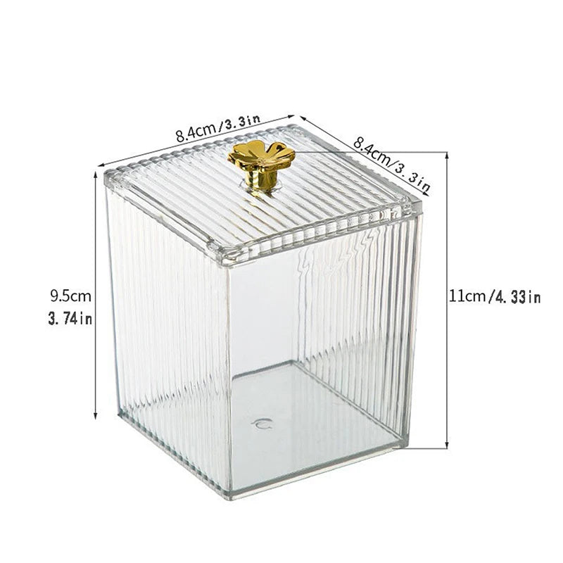 Clear Acrylic Makeup Organizer For Cotton Swabs And Cotton Pads Storage Box