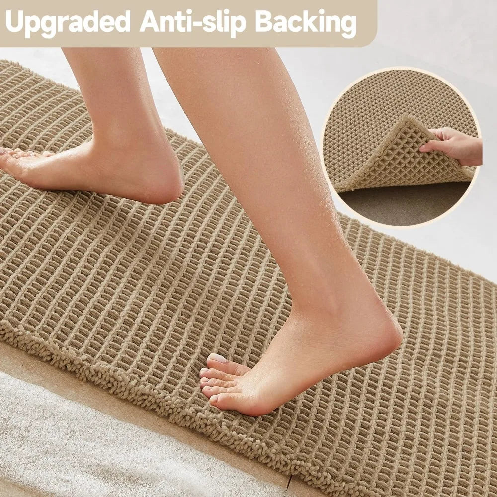 Boho Waffle Bath Mat Non Slip Ultra Absorbent Quick Dry